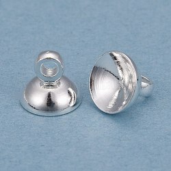 Gestell-Beschichtung Messing-Perlenkappen-Anhängerbügel, für Globus Glasabdeckung Anhänger, langlebig plattiert, 925 Sterling versilbert, 5x6 mm, Bohrung: 1.5 mm