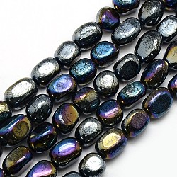 Electroplate non magnétique pépites d'hématite synthétiques perles brins, pierre roulée, multi-couleur plaquée, 13~23x10~14x8~13mm, Trou: 1mm, Environ 24 pcs/chapelet, 15.7 pouce