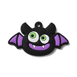 Ciondoli in pvc pipistrello, per halloween, nero, 33x57x2.5mm, Foro: 3 mm