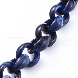 Акриловые цепочки Роло ручной работы, отрыгивающая цепь, Стиль имитация драгоценных камней, темно-синий, Коннекторы : 20x18x8 мм, около 39.37 дюйма (1 м) на прядь