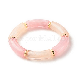 Stretcharmbänder aus Acrylrohr mit Perlen, mit galvanischer nichtmagnetischer synthetischer Hämatitperle, rosa, Innendurchmesser: 2-1/4 Zoll (5.6 cm)