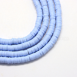 Flache runde umweltfreundliche handgefertigte Polymer Clay Perlenabstandshalter, Kornblumenblau, 4x1 mm, Bohrung: 1 mm, ca. 380~400 Stk. / Strang, 17.7 Zoll