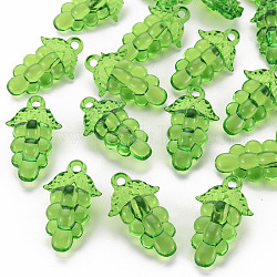 Perline acriliche trasparenti a tema autunnale, uva, verde, 46x27x16.5mm, Foro: 3.5 mm, circa 101pcs/500g