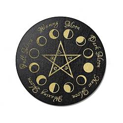 Planche de pendule en bois de peuplier sur mesure, planche de divination radiesthésie en bois, pour la sorcellerie fournitures d'autel wiccan, plat rond, noir, motif en étoile, 200x4.5mm