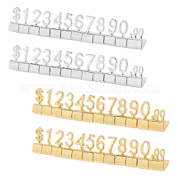 Ahandmaker 4set 2 цвета алюминиевый сплав цена дисплей куб регулируемый ценник, с цифрой 0~9 и буквенным ценовым блоком в долларах, для стойки дисплея цены ювелирных изделий, разноцветные, 0.7~0.9x0.5~0.7x0.5 см, 12 шт / комплект, 2sets / цвет