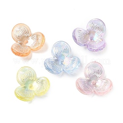 UV Plating Transparent Acrylic Beads Caps, Iridescent Flower, Mixed Color, 24x23x7.5mm, Hole: 2mm, about 409pcs/500g