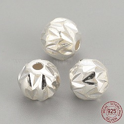925 perline in argento sterling, fantasia taglio rotondo, argento, 6mm, Foro: 1 mm
