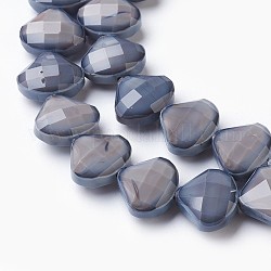 Chapelets de perles en verre opaque de couleur unie, facette, larme, gris ardoise, 13.5x16x7.5~8mm, Trou: 1mm, Environ 25 pcs/chapelet, 13.66 pouce (34.7 cm)
