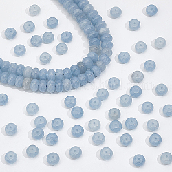 Nbeads 2 Stränge natürliche Aquamarin-Perlenstränge, Rondell, hellstahlblau, 8x5 mm, Bohrung: 1 mm, ca. 75~77 Stk. / Strang, 14.76~14.96 Zoll (37.5~38 cm)
