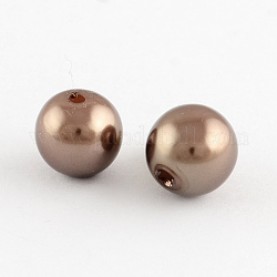 Perles rondes en plastique ABS imitation perle, café, 20mm, Trou: 2.5mm, environ 120 pcs/500 g