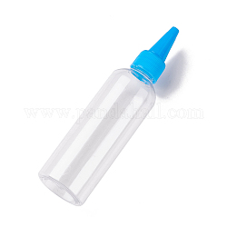 (vente de clôture défectueuse pour zéro) bouteille vide en plastique pour liquide, avec capuchon à bouche pointue, bleu ciel profond et clair, 15 cm, capacité: 100 ml (3.38 oz liq.)
