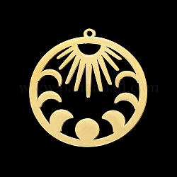 201 Stainless Steel Pendants, Laser Cut, Moon Phase Charms, Golden, 30x28x1mm, Hole: 1.4mm