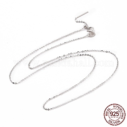 Colliers de perles en argent sterling plaqué rhodium 925, collier chaînes câblées pour femmes, platine, 17.72 pouce (45 cm)