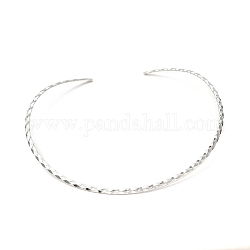 304 Stainless Steel Rhombus Textured Wire Necklace Making, Rigid Necklaces, Minimalist Choker, Cuff Collar, Stainless Steel Color, 0.14 inch(0.35cm), Inner Diameter: 5-3/8 inch(13.7cm)