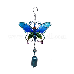 Campanelli eolici, decorazioni pendenti in vetro e ferro artistico, farfalla, cielo blu profondo, 290x160mm