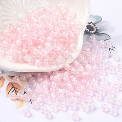 6/0 Perlas de semillas de vidrio, dentro de los colores, redondo, colores transparentes arco iris, rosa, 4x3mm, agujero: 1.2 mm, aproximamente 6925 unidades / libra