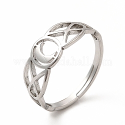 304 anello regolabile a mezzaluna in acciaio inossidabile da donna, colore acciaio inossidabile, misura degli stati uniti 6 1/4 (16.7mm)