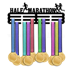 Espositore da parete per porta medaglie in ferro a tema mezza maratona, con viti, modello di corsa, 150x400mm