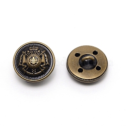4-Hole Brass Buttons, Half Round with Skull, for Sewing Crafting, Antique Bronze, 14.5x9mm, Hole: 2mm