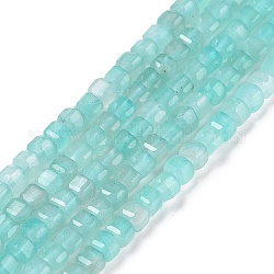 Chapelets de perles en amazonite naturelle, facette, cube, 3.5x3.5x3.5mm, Trou: 0.7mm, Environ 112 pcs/chapelet, 15.35 pouce (39 cm)