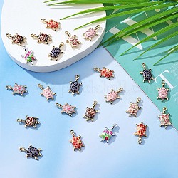 28 Pieces Mixed Colors Turtle Charms Pendant Alloy Turtle Charm Ocean Animal Pendant for Jewelry Necklace Earring Making Crafts, Mixed Color, 24.5x14mm, Hole: 2mm