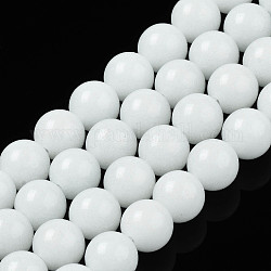Synthetischer leuchtender Stein runde Perlenstränge, weiß, 8 mm, Bohrung: 1.2 mm, ca. 50 Stk. / Strang, 15.35 Zoll ~ 15.55 Zoll (39 cm ~ 39.5 cm)