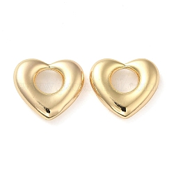 Colgantes de latón, charm de corazón, real 18k chapado en oro, 14.5x16x3.5mm, agujero: 5.8 mm