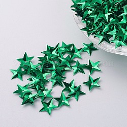 Accessori ornamentali paillette / paillettes in plastica, stella, verde, 10x10x0.8mm, Foro: 1 mm