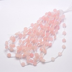 Naturale perle di quarzo rosa, roso, 12x10~11mm, Foro: 1 mm