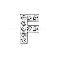 Ciondoli ecologici in lega di zinco, con strass, platino placcato, lettera, cirstallo, letter.f, 12mm, Foro: 1.5x7.9 mm