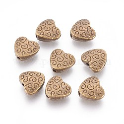 Perline in lega stile tibetano, cadmio & nichel &piombo libero, cuore, bronzo antico, 9x9x4mm, Foro: 1.5 mm