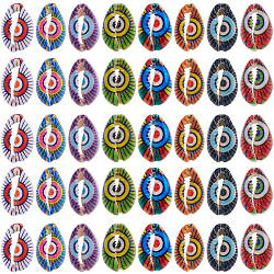 64 шт., 8 цвета, бусины из натуральной раковины каури с принтом, нет отверстий / незавершенного, с рисунком сглаза, разноцветные, 18~22x13~14x6~8 мм, 8 шт / цвет
