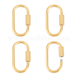 Unicraftale Ion Plating(IP) 304 Stainless Steel Screw Carabiner Lock Charms, Oval Keychain Clasps for Necklaces Making, Golden, 26x14x4mm, Screw: 8x4mm, 4pcs/box