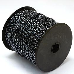 Cordones de cuentas enchapados, con hilos de poliéster, con carretes de colores aleatorios y cordones de nylon, agujero redondo, negro, 1.5~3x1.5~2mm, Aproximadamente 100 yardas / rollo (300 pies / rollo)