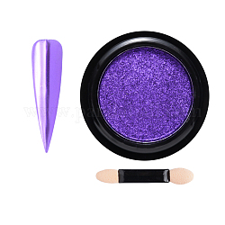 Poudre à ongles miroir couleur caméléon, effet de miroir shinning, avec une brosse, bleu violet, 40x17mm, environ 0.5,g/boîte