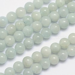 Natural Aquamarine Round Bead Strands, 6mm, Hole: 1mm, about 64pcs/strand, 15.5 inch