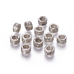 Alloy Beads, Column, Antique Silver Color, about 8.5mm in diameter, 5mm thick, hole: 5mm