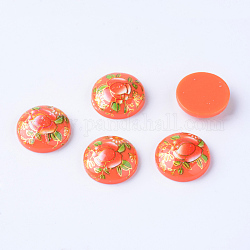 Cabujones de Resina Impresos, semicírculo, tomate, 24~25x6.5mm