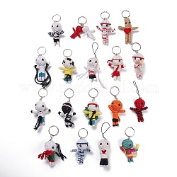 Porte-clés en fil de coton, avec porte-clés en mousse et fer, humaine, couleur mixte, 9~14 cm