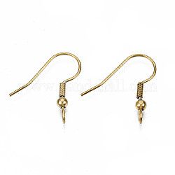 304 Stainless Steel Earring Hooks, Ear Wire, with Vertical Loop, Real 18K Gold Plated, 19~21x18mm, Hole: 2.5mm, Pin: 0.7mm