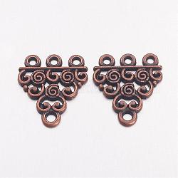 Red Copper Tone Triangle Alloy Chandelier Components Links, Lead Free and Cadmium Free, about 18mm long, 17mm wide, 1.5mm thick, hole: 1.5mm