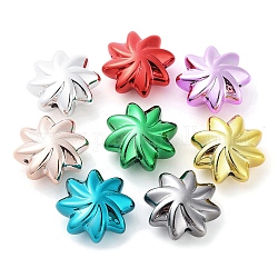 UV Plating Acrylic Beads, Flower, Mixed Color, 27.5x27.5x14.5mm, Hole: 2.5mm