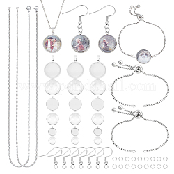 UNICRAFTALE DIY Blank Dome Jewelry Set Making Kit Blank Pendant Cabochons Settings & Earring Hooks & Slider Bracelet Making and Chain Necklace Jump Ring for DIY Bracelet Necklace Jewelry Making