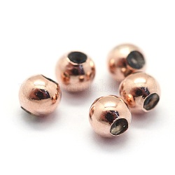 925 perles d'arrêt en argent sterling, avec caoutchouc à l'intérieur, ronde, or rose, 3mm, Trou: 0.6mm