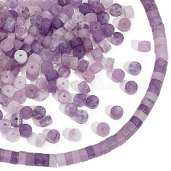 PandaHall Elite 2 Strands Natural Lilac Jade Beads Strands, Flat Round/Disc, Heishi Beads, 4~4.5x2~2.5mm, Hole: 1mm, about 150~152pcs/strand, 14.96 inch(38cm)