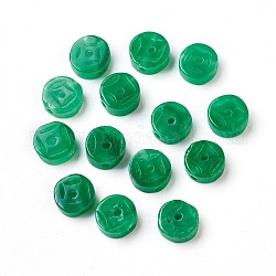 Натуральный белый нефритовые четки, окрашенные, монеты, зелёные, 7~8x2.5~3.5 мм, отверстие : 1.2 мм