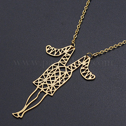 201 Stainless Steel Pendant Necklaces, with Cable Chains and Lobster Claw Clasps, Dress, Golden, 17.71 inch(45cm), 1.5mm