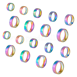 Unicraftale, 18 Uds., 9 estilos, anillos de dedo de banda ancha de acero de titanio para mujeres y hombres, anillos de banda lisos, color del arco iris, 8mm, diámetro interior: tamaño de EE. UU. 5 3/4~13 1/4 (16.3~22.4 mm), 2 piezas / style