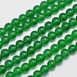 Натуральные и крашеные нити шарик Malaysia нефрита, круглые, зелёные, 8 мм, отверстие : 1.0 мм, около 48 шт / нитка, 15 дюйм
