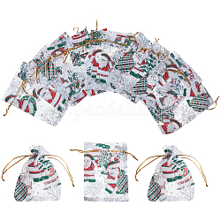Organza Bags, Rectangle, Christmas Theme, Colorful, 12x9cm